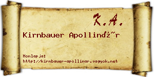Kirnbauer Apollinár névjegykártya